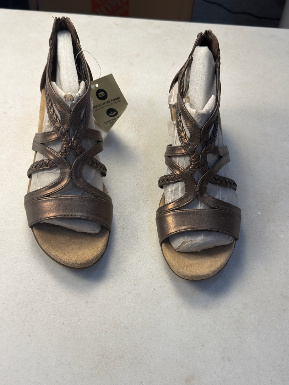 Kim Roger’s Comfort Braided Wedge Sandals in Dark Brown 11M